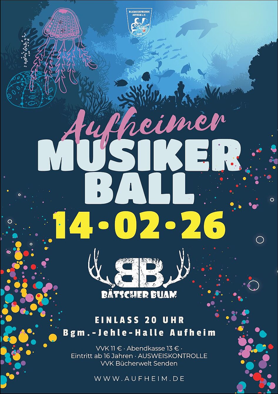 Plakat für Musikerball am 14.2.2026